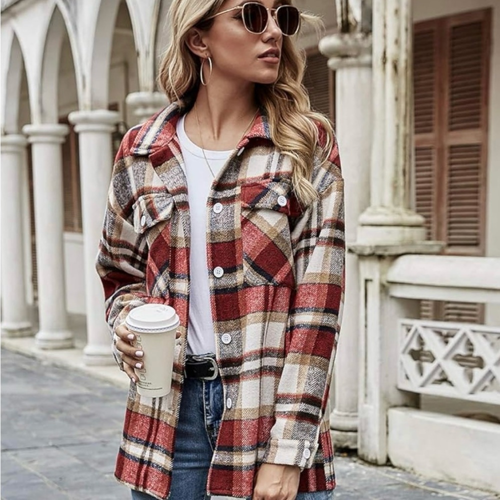 Plaid Button-Up Jacket